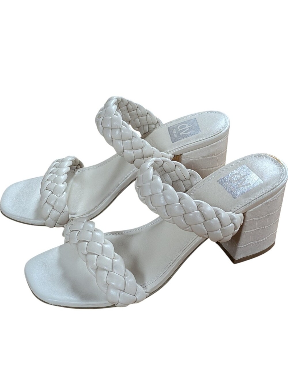 Dolce Vita Tessa Braided Slide Sandal Ivory Block Heel Size 9